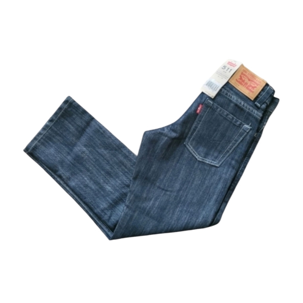 NWT Levis 511 Straight Leg Denim Blue Dark Wash Jeans Size 7 Regular Boys